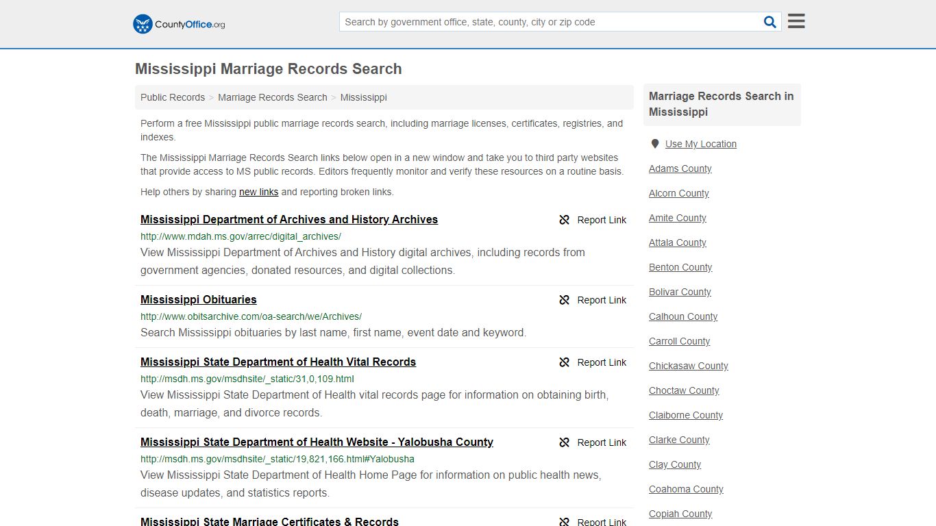 Marriage Records Search - Mississippi (Marriage Licenses ...